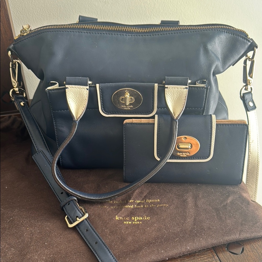 Kate Spade Navy and White Women's Bag Set